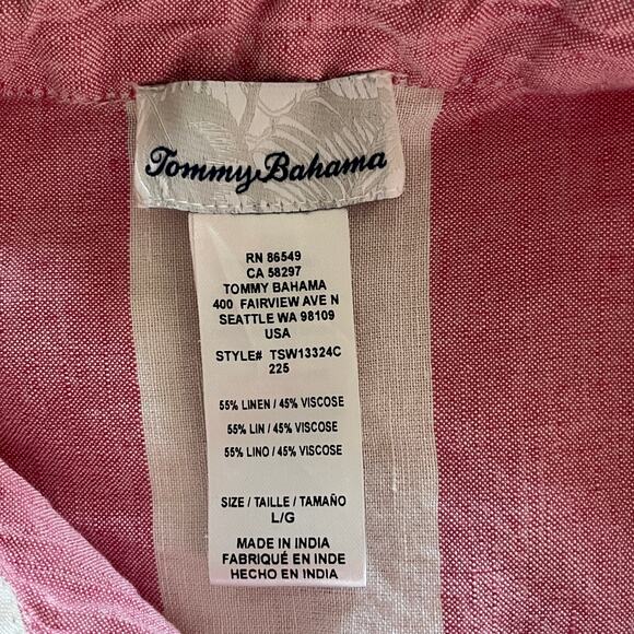 Tommy Bahama Rugby Beach Stripe Boyfriend Shirt Coral Coast Swim Coverup Large - Picture 7 of 9